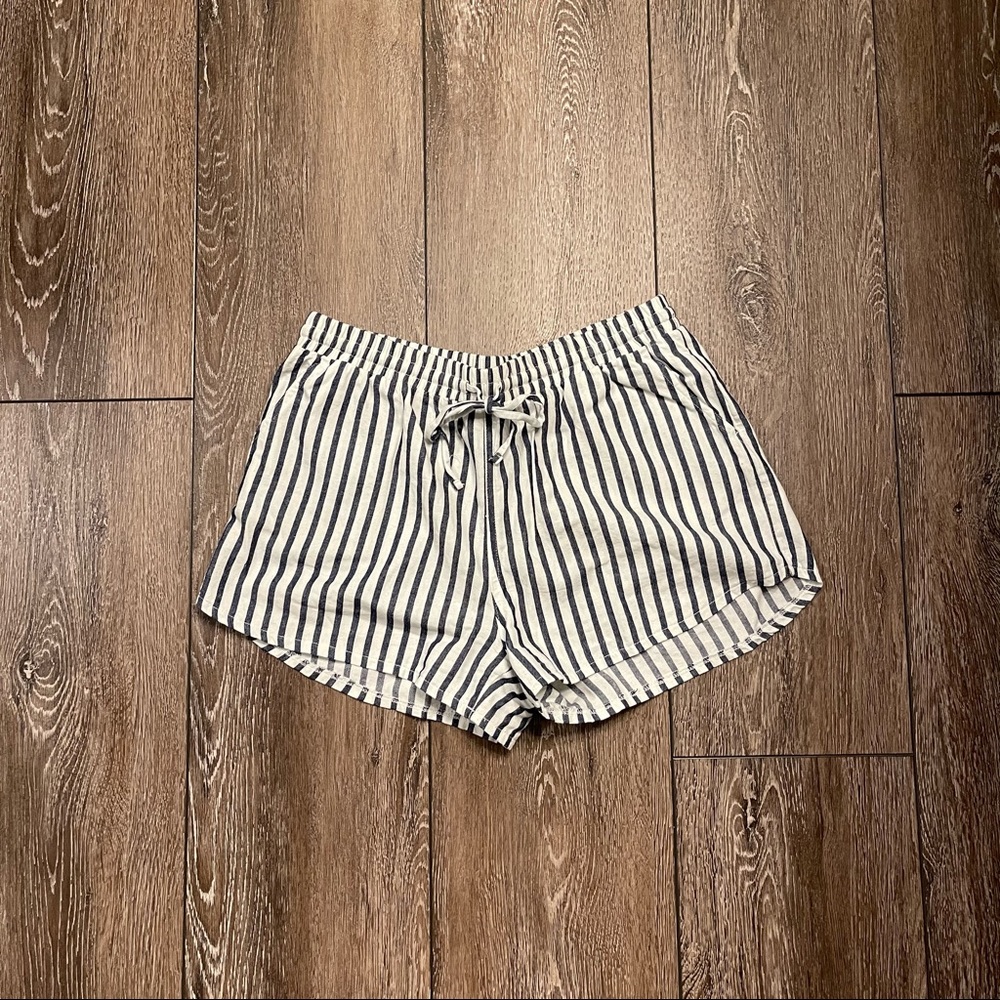 Blue Striped White Shorts